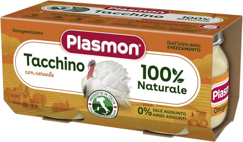 Plasmon Omogeneizzato Carne Tacchino e Cereale, 2 x 80g